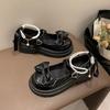 Fashion “Lolita - Style” Patent - Leather Mary Janes, Bow & Pearl - Decorated Chunky Heels, Perfect for Daily & JK Outfits