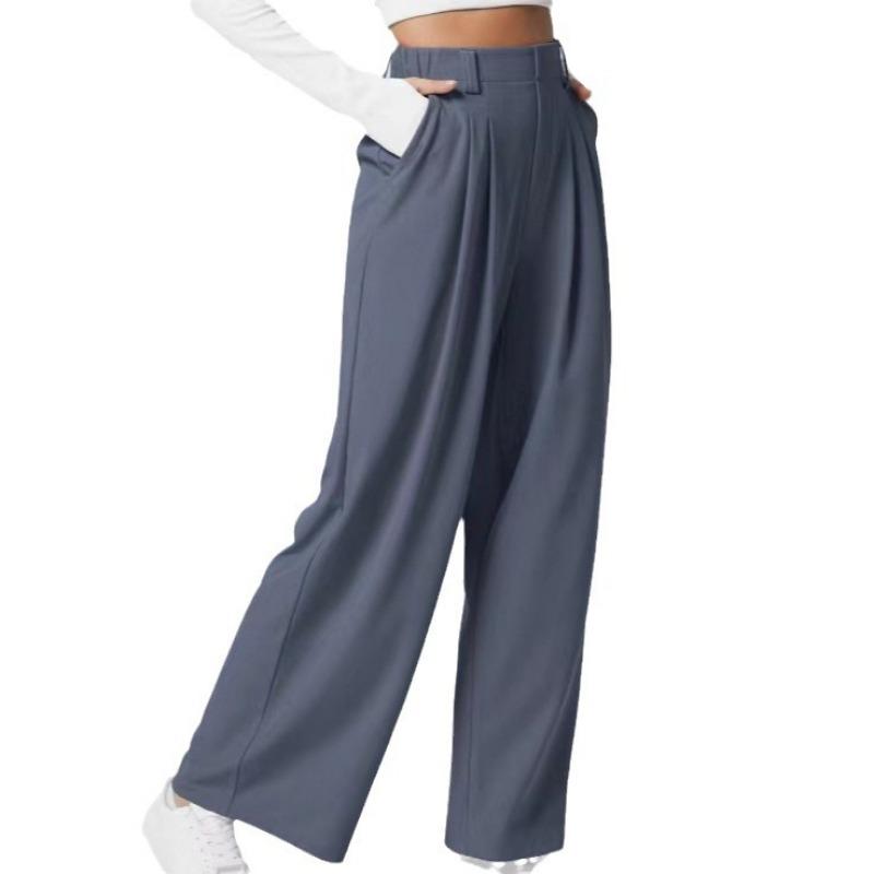 Fashion Loose Plus Size Women Pants New Casual Pleated Elegant Office Long Pants Ladies Woman Solid Color High-waisted Wide-leg Pants Loose Trousers