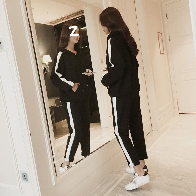 Spring and Autumn Casual Suit Thin Korean Style Loose Hooded Student Sportswear Two-piece Suit for Women