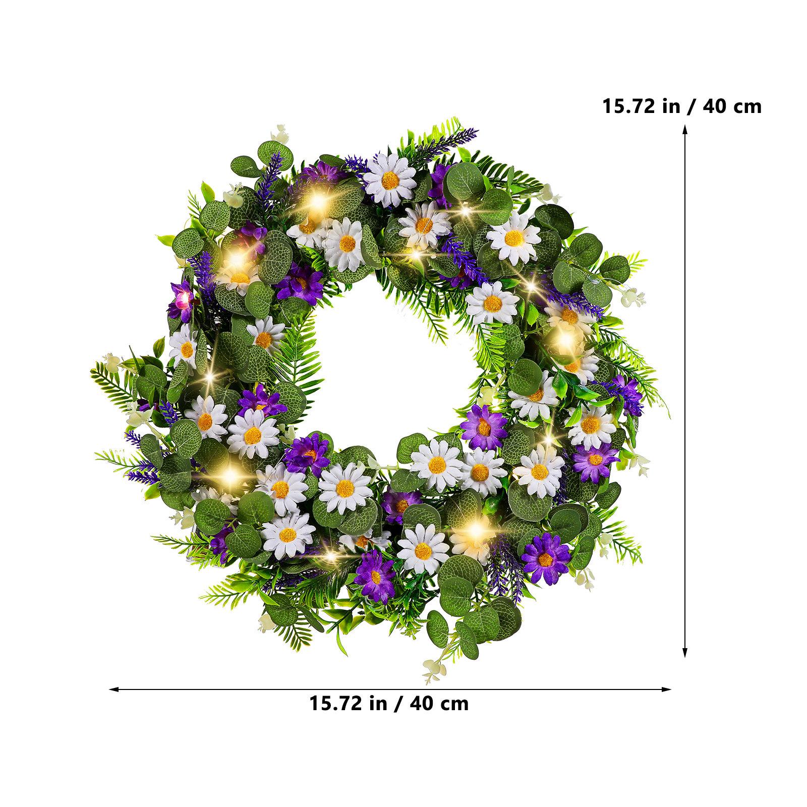 

Summer Door Wreath Artificial Lavender Floral Ring 20Cm Festive Hanging Decor for Entryway Porch Garden Party Seasonal Home