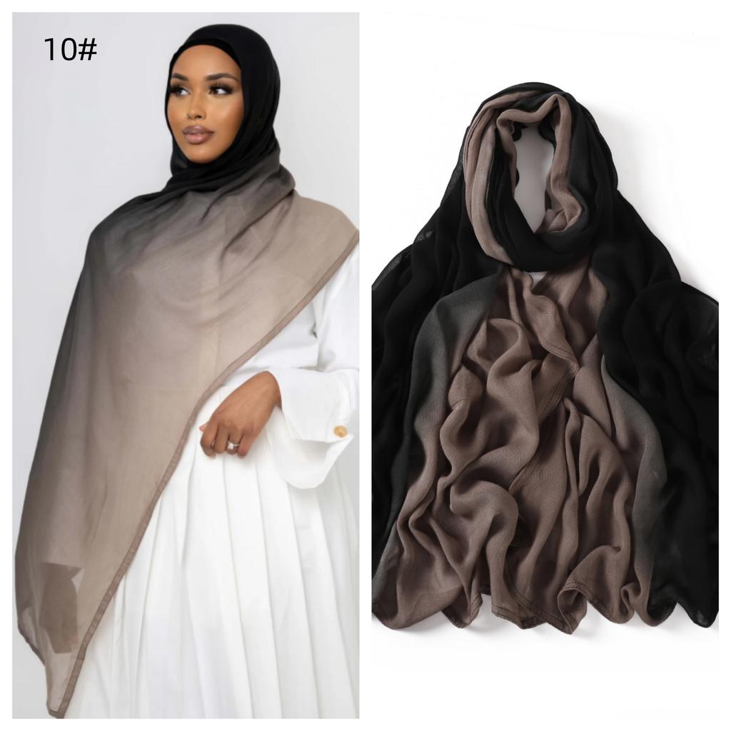 10Color High-Quality Women Gradient Cotton Modal Rayon Hijab Scarf Lady Ramadan Wraps Shawls Muslim Headband Islamic Scarves