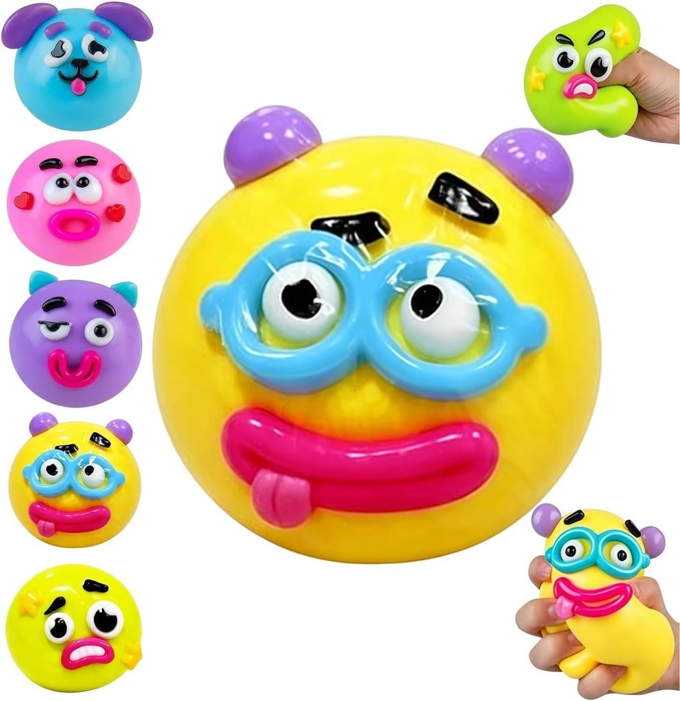 1pcs Smushers Squishy, Cute Easy Squeezy Squishy Funny Face Swap Fidget Balls for Adults Anxiety Relief, Fun Sensory Gifts