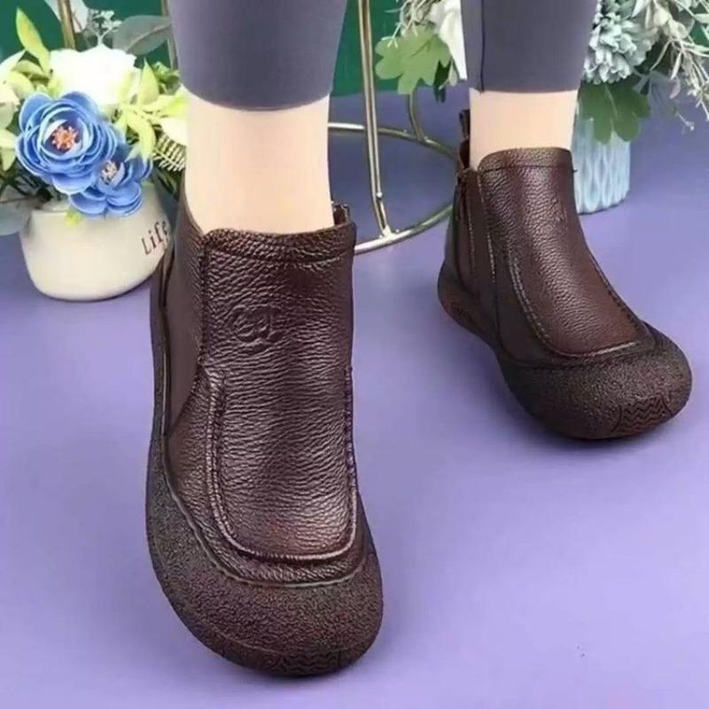 Spring and Autumn Leather Women's Single Shoes Leather Shoes Soft-soled Shoes Casual Women's Shoes Round Head Comfortable