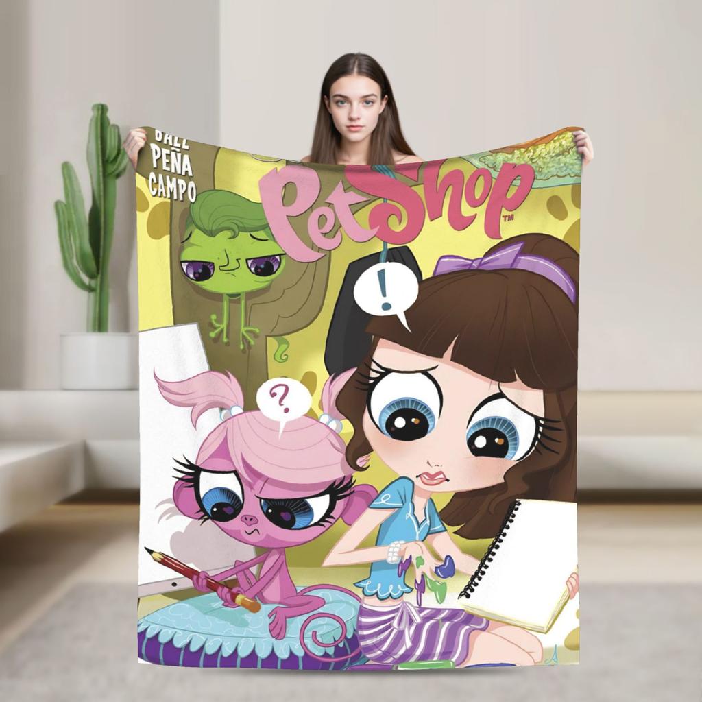 Warm Soft Blanket Camping Littlest Pet Shop Throw Blanket  Flannel Bedspread For Outdoor Novelty Sofa Bed Cover