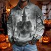 Men's Halloween Long Sleeve Button Up Shirt for Party and Casual Wear