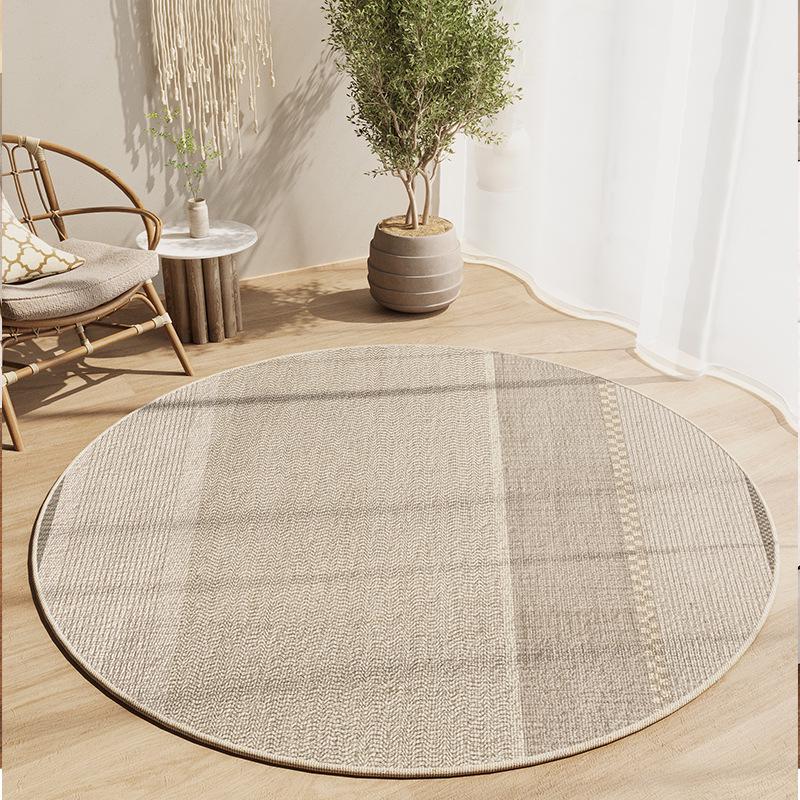 Japanese Style Round Carpet Mat & Swivel Chair Set - Crystal Velvet Foot Pad & Coffee Table Mat