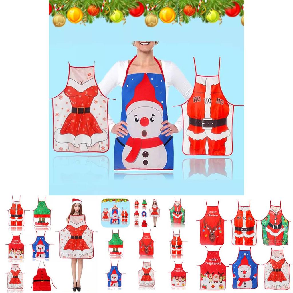 Christmas Themed Fabric Apron Colorful Printed Decorative Costume For Festive Celebrations