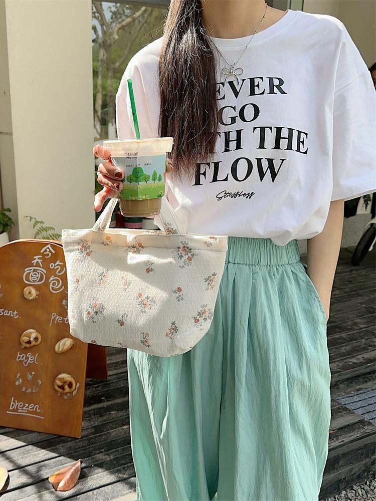 Холщовая сумка весенняя хлопковая холщовая сумка с цветочным принтом сумка-тоут сумка через плечо нишевая сумка