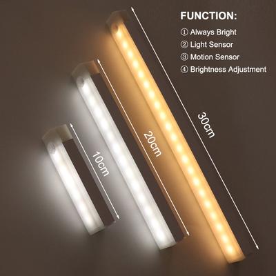 Rechargeable Motion Sensor LED Bar Light Induction Night Light Portable Cordless Magnetic Cabinet Lamp for Kitchen Bedside Room