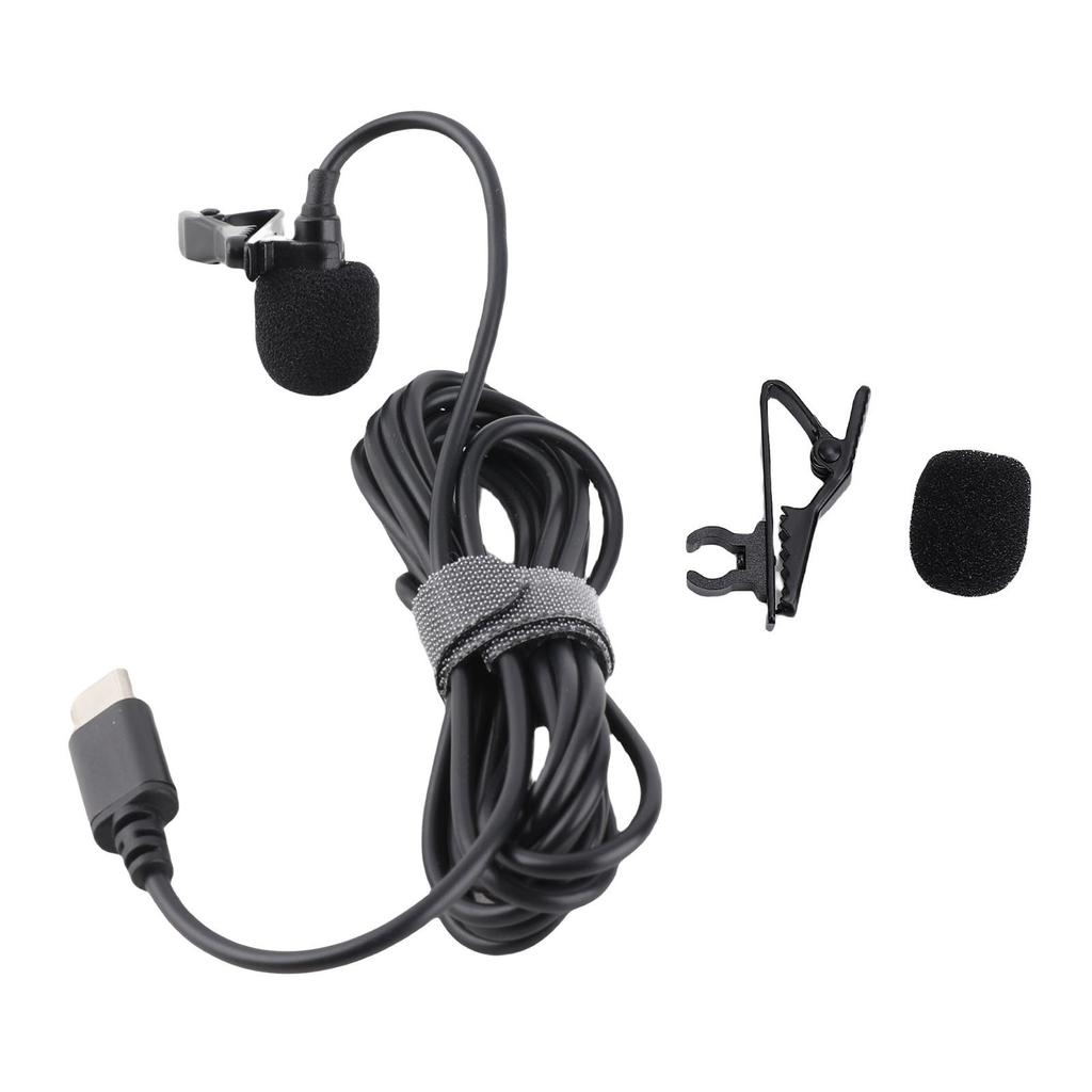 Lavalier Microphone USB Type C Wired Lapel Mic for Interview Smartphone Recording Video Online Class Game Live Streaming