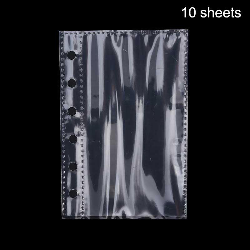 A5/6/7 6-Hole PVC Zipper Binder Cover Transparent Glitter Star Notebook Shell for Photo Album Refillable Planner Organizer Case