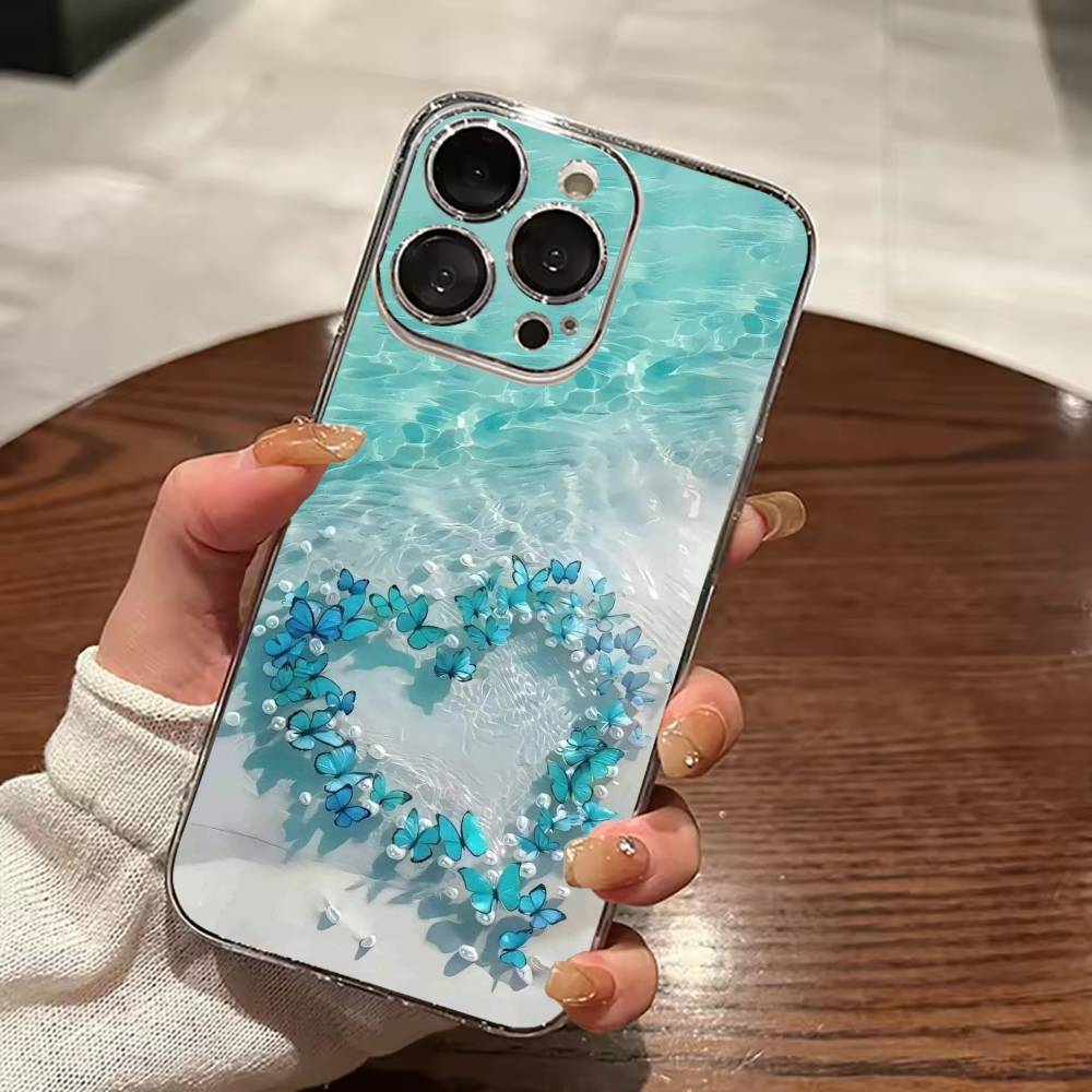 Sea Water  Ocean Turtle Clear Hard Phone Case For iPhone 17 16 15 14 13 12 11 Mini Pro Max Plus Transparent Cover