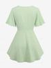 Rosegal Plus Size Flower Jacquard Ruched Ruffles Blouse