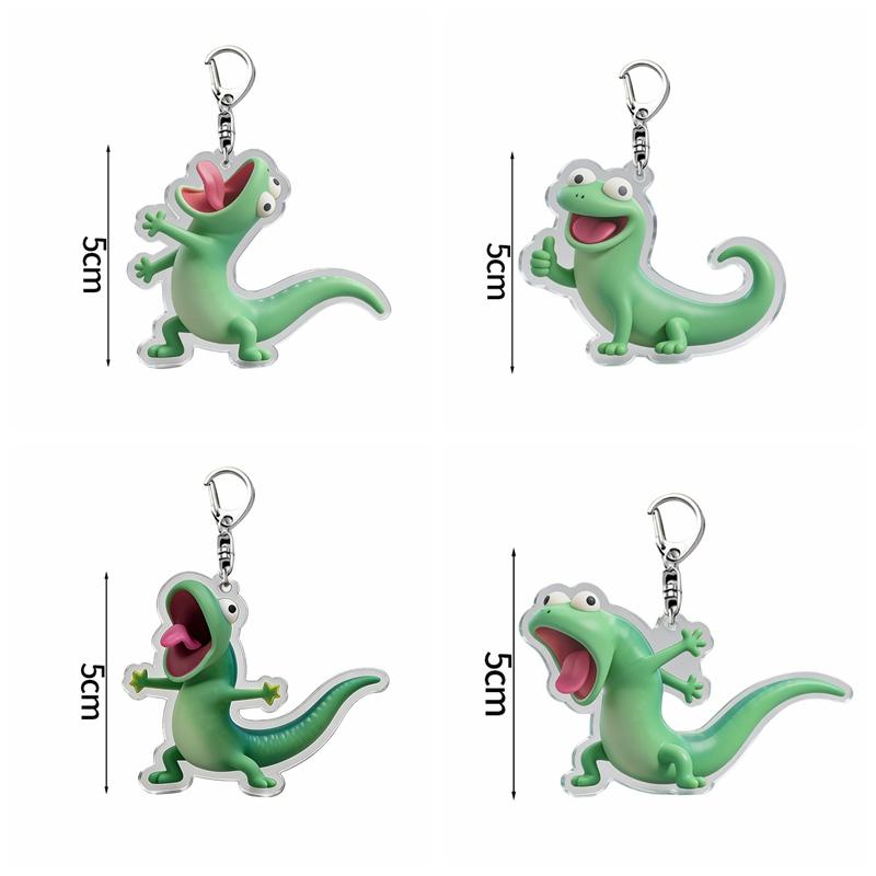 3D Printed Cute Green Lizard Tom Ornament Creative Desktop Decoration Acrylic Keychain Bags Pendent Anime Movie Merchandise Gift