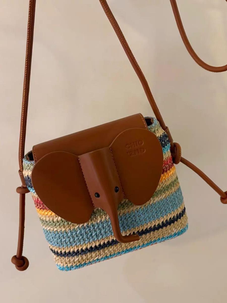 

Nanfeng versatile trend summer night feng shui bucket bag rainbow elephant woven bag women s summer one-shoulder crossbody bag радужный