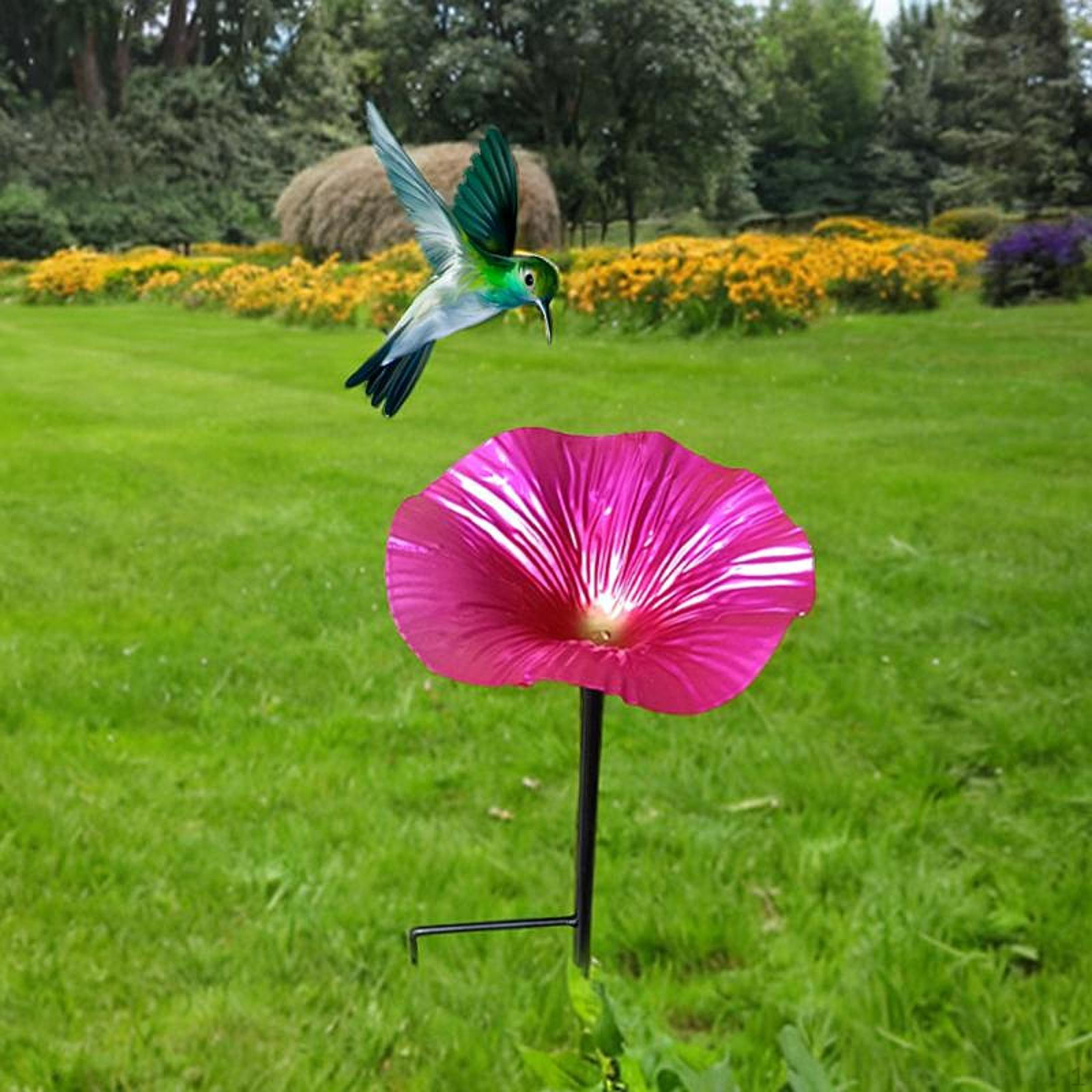 

Bird Bath Feeder Shower Removable Stand Iron 25cmx14 Cm Feed Shell with Pile Landscape Rose Red