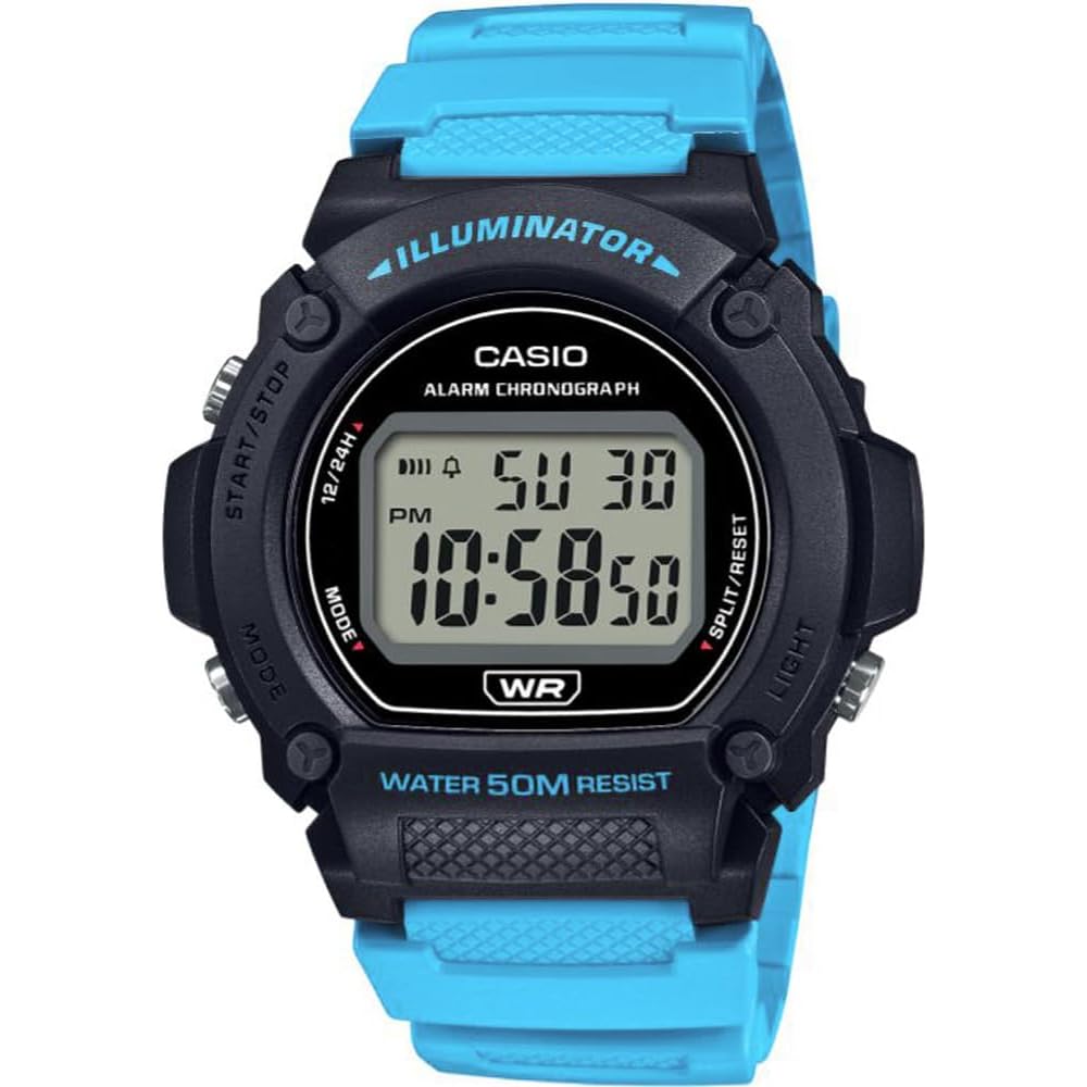 Casio Standard Digital Watch W-219H-2A2V Men s Aqua Blue Water Resistant Casual Timepiece
