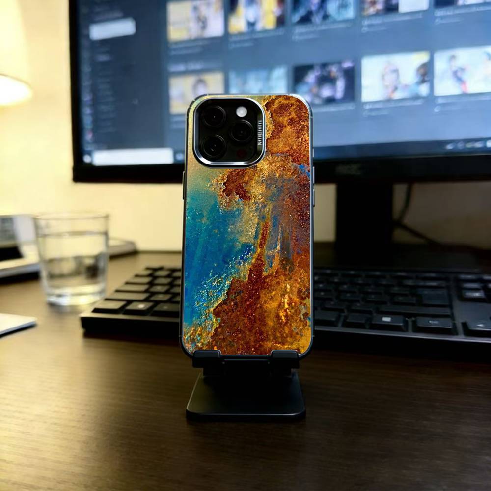 

Retro Industrial Style Rusty Phone Case For iPhone 17,16,15,14,13,12,11 Plus,Pro Max,XS,Colored Silver Plated Inside Cover iPhone16