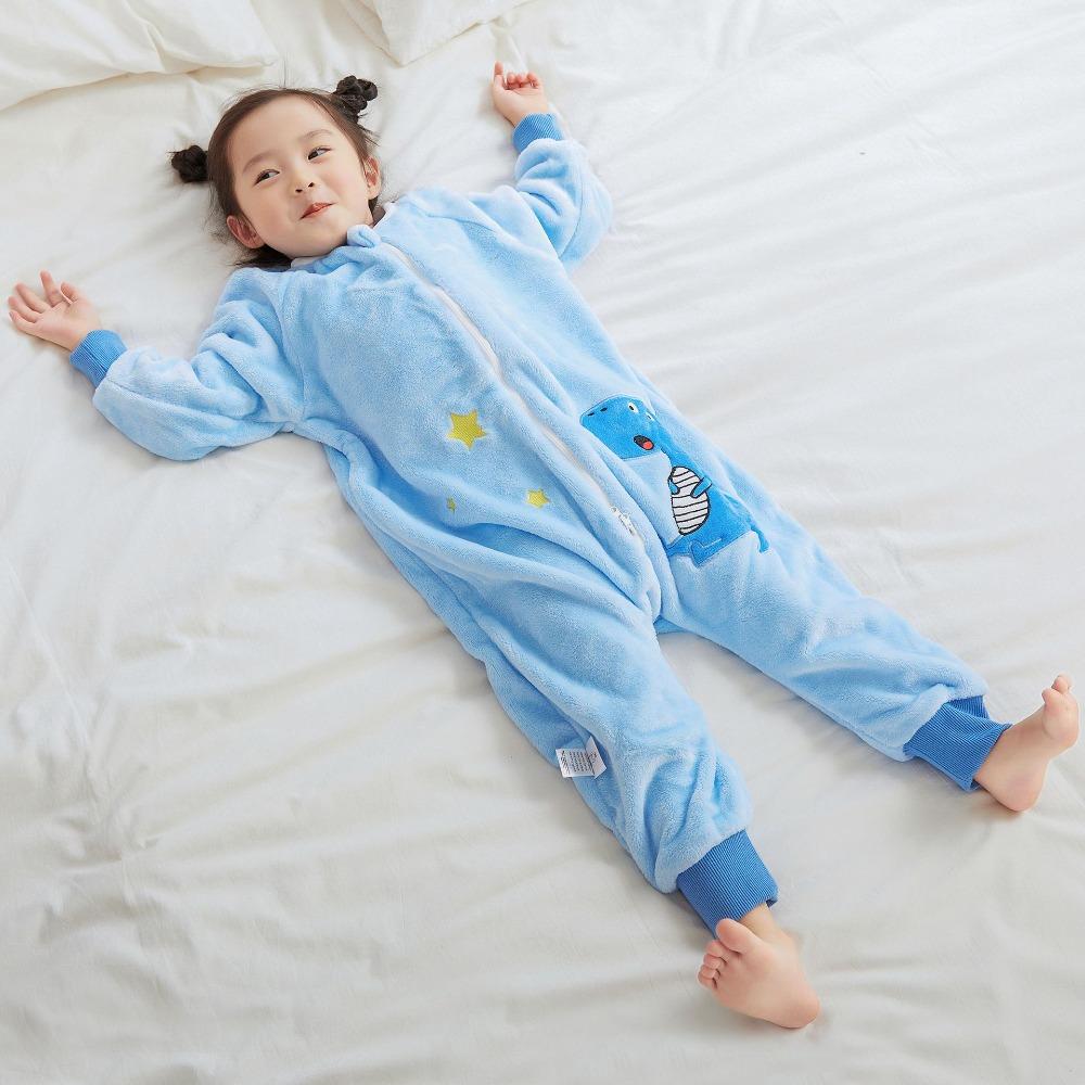 Pigiama a gamba divisa per bambini Autunno Inverno Tutina in flanella per neonati Sacco a pelo per neonati e bambini Tuta