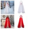 Mesh Hooded Cloak Robe Mrs Santa Clauses Costume Cape Halloween Christmas Costumes for Women Girls Wizard Robe Gifts