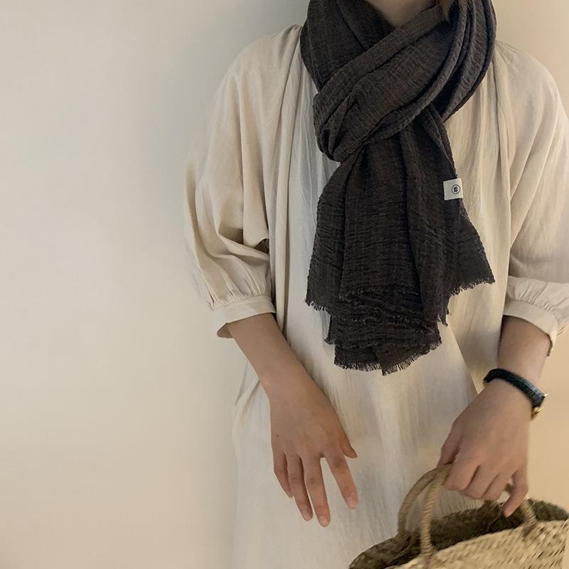 Autumn and Winter Cotton and Linen Women's Scarves Solid Color Shawls Travel Sun Protection Scarves
