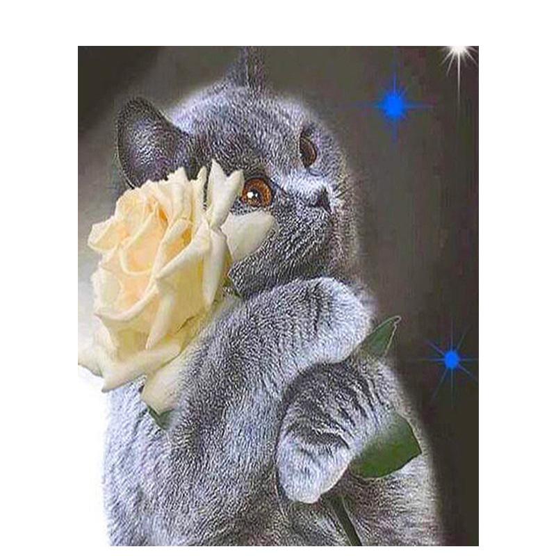 5D Diy Diamond Embroidery Animal Full Round Diamond Painting Cat Diamond Mosaic Cross Stitch Handmade Gift