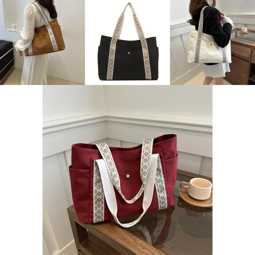 Stylish Large Capacity Tote Bag For Work And Commuting Featuring Trendy Wide Strap Design