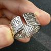 Retro Lotus Heart Sutra Adjustable Open Ring For Men Silver-plated Copper Punk Gothic Edgy Jewelry Buddhism Accessories Gift