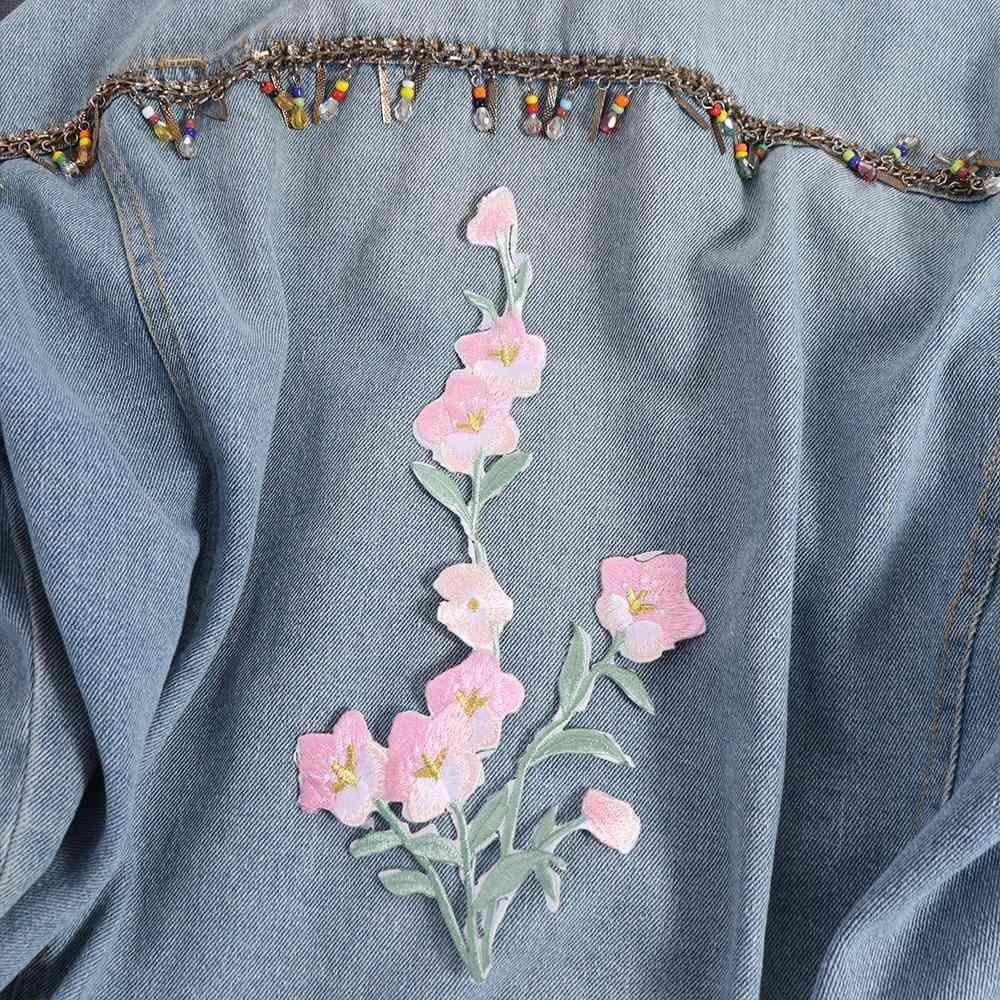 Plum Blossom Flower Embroidered Patches Elegant Iron on Clothing Applique Exquisite Vintage Clothes Patches Sewing