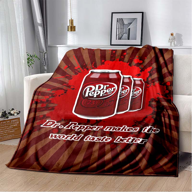 Dr Pepper Quote Flannel Blanket, Soft Throw with "Never Stand Between a Woman and Her Dr Pepper" Print, Cozy Bedding for Fans