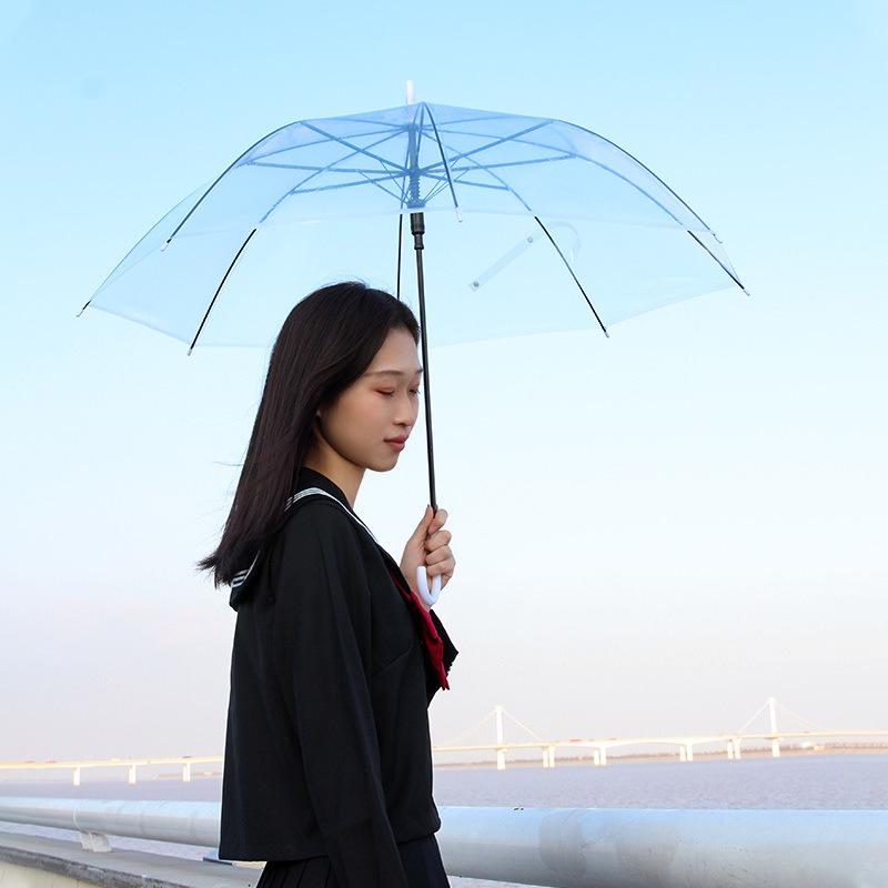 Extra Large Transparent Wind-Resistant Folding Umbrella with Long Handle - Korean Style for Two