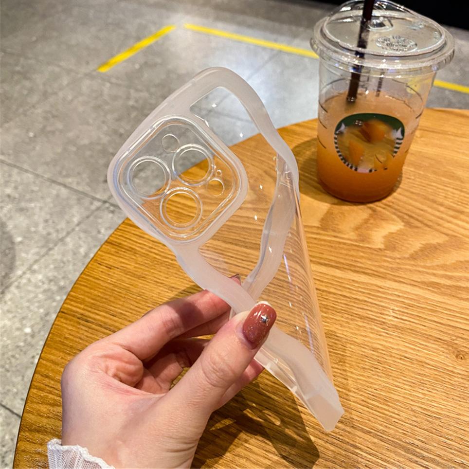 Luxus süße transparente lockige Welle Hülle für Iphone 11 12 13 Pro Max 13pro X Xr Xs 7 8 Plus stoßfeste klare weiche Silikonhülle