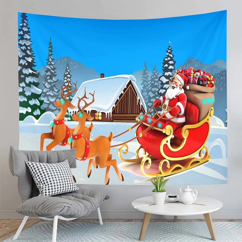 Winter Santa Claus Tapestry Back To Cold Winter Tapestry Creative Design Tapestry Art Home Living Room Bedroom Decor Tapestries