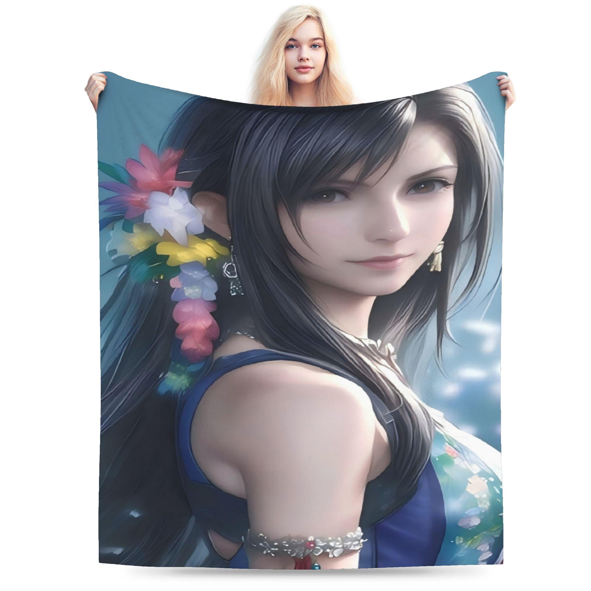 

Tifa Lockhart Design Flannel printed blanket suitable for all seasons suitable for living room office sofa and travel 180x250CM 75x100cm (30x40inch)