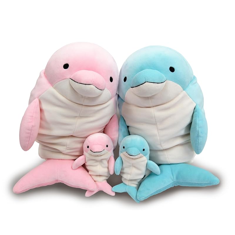 Morisaka Global Mochi Dolphin Light Blue Mini Dolphin Plush Toy, Soothing, Soft and Squishy, Cute Animal, Mochi Series MOIR-0088LB
