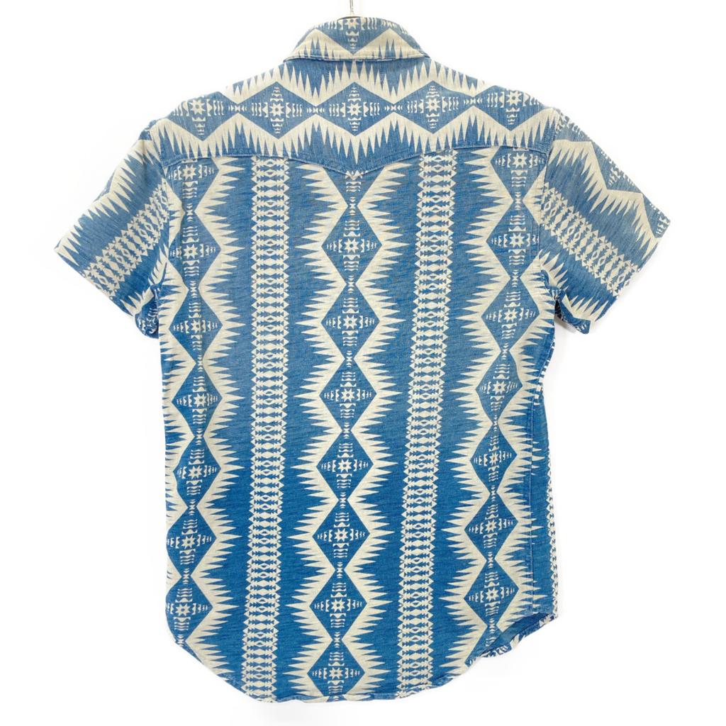 RRL Indigo Native American Pattern Western Shirt with Concho Buttons Tops XS IndigoUsed