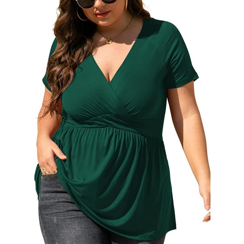 DAFIFY Nadměrná velikost Dámská móda Ležérní Léto Jednobarevný potisk Halenky a košile s krátkým rukávem a výstřihem do V