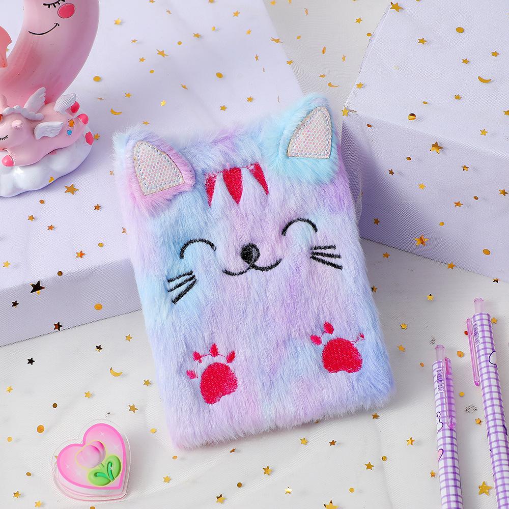 Cartoon Plush Spiral Notebook with Sewing Binding 50 Sheets 80GSM Paper Cute Girl Embroidery Custom Logo Student Gift Diary