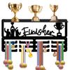 Wrought Wall Mounted Holder with Hooks for Displaying Awards and Decor