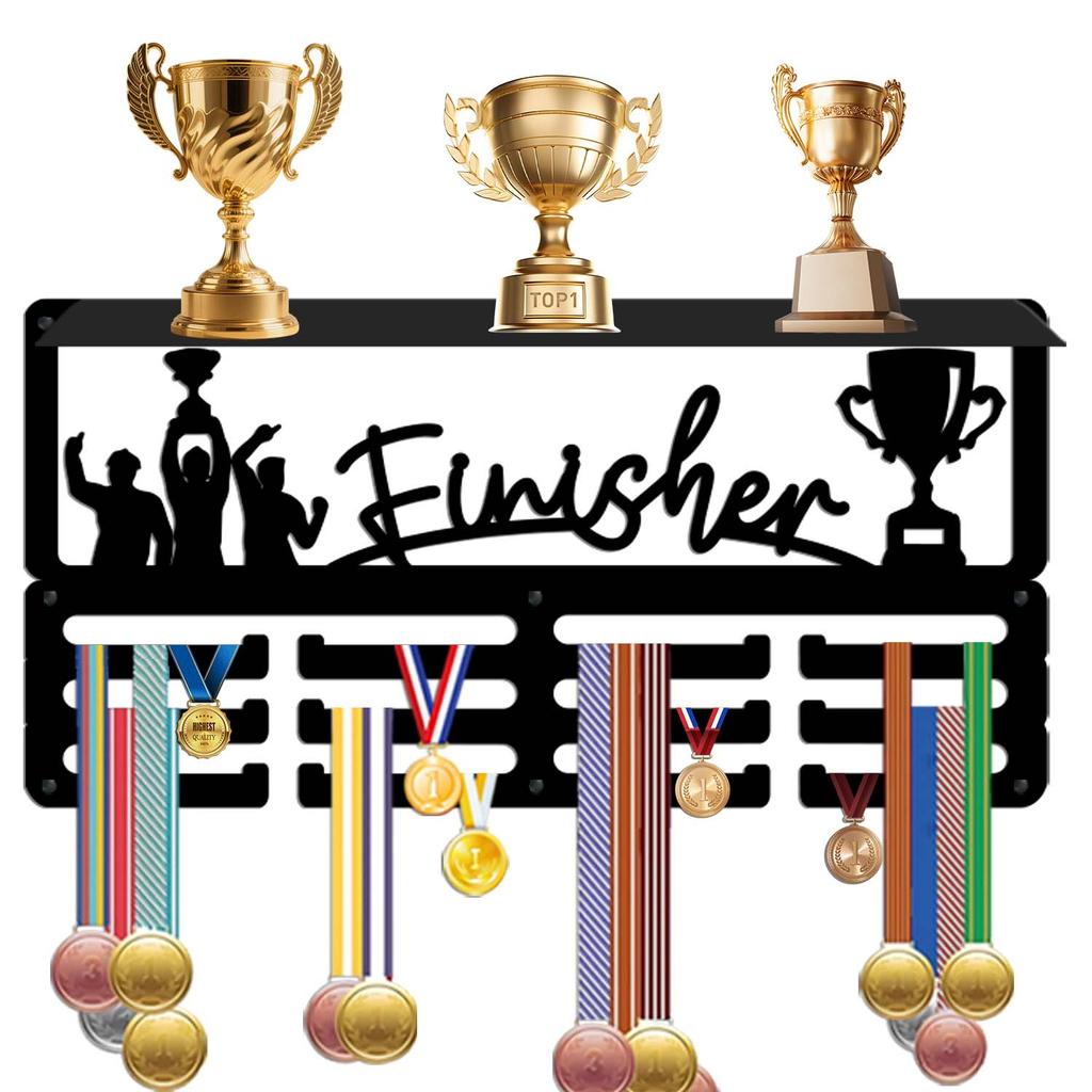 Wrought Wall Mounted Holder with Hooks for Displaying Awards and Decor