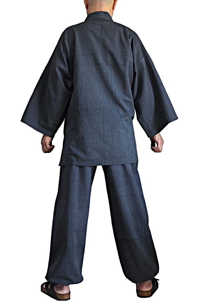 Jomton Cotton Work Clothes Ink [Sawan] Hand-woven (L, Black)