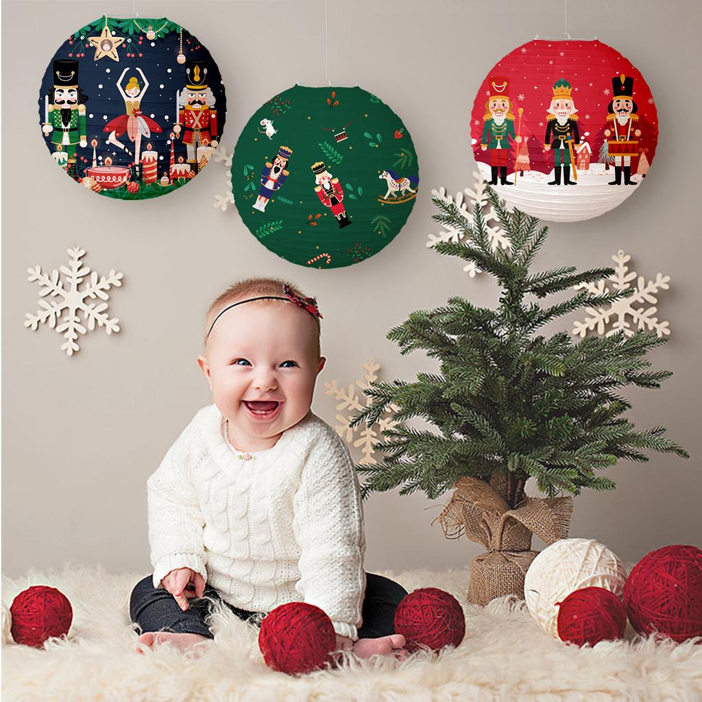 1PCS Christmas Hanging Paper Lantern Decor Christmas Ornament New Year Atmosphere Decoration Chinese Lanterns Xmas Gifts