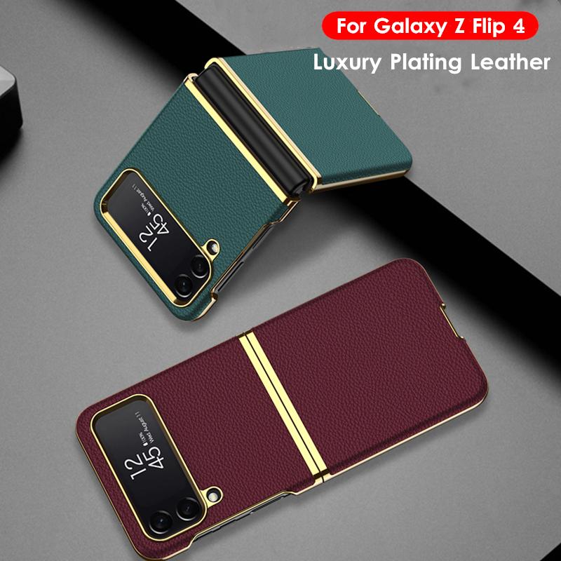 Pro Samsung Galaxy Z Flip 4 5g Pouzdro Pokovování 3D povrch Matná kůže na PC Pouzdro pro Z Flip4 5g Funda