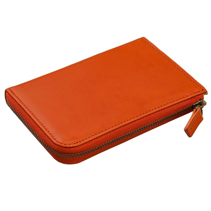 

[Fee] wallet men s ladies genuine leather tochigi leather Thin gusset L-shaped zipper large capacity middle wallet made in Japan [FE-3061] (orange)
