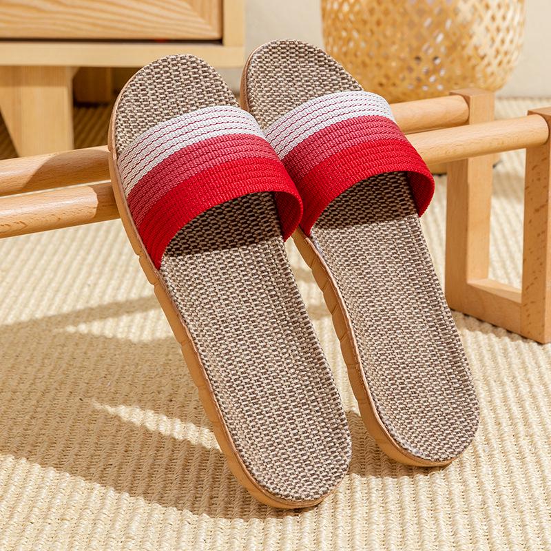 Unisex Thick-Bottom Rattan Straw Linen Slippers for All Seasons