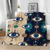 Classic motif E-Evil Eye Throw Lightweight 240g Flannel Blanket Soft Skin-friendly for Summer Cooling