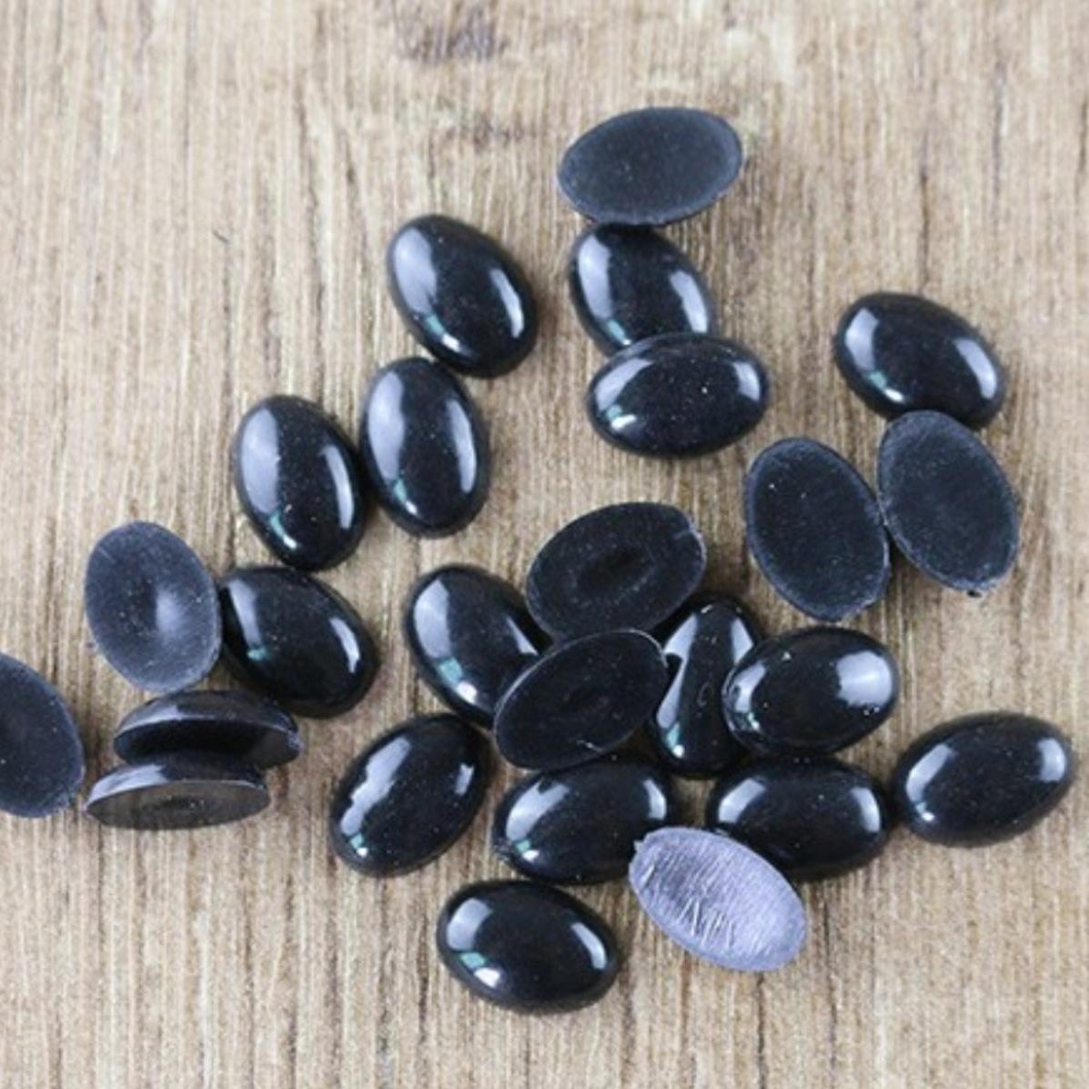 Oval Black Flat Bottom Eyes for DIY Handmade Doll Hair Clips - Wool Yarn Plush Accessories 4x6mm (100 pcs)