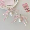 Stylish Flocking Bear Keychain With Pearls Accent and Ribbon Bowknot Stylish Purse Or Car Key Holder Accessory