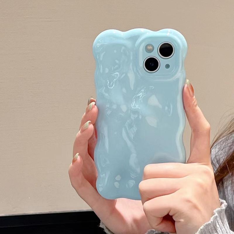 Ins  Macaron Blue Wave Bubbles Phone Case For For Iphone 16 Pro Max 17 Air 1 13 12 11 14 Plus Shockproof TPU Back Cover