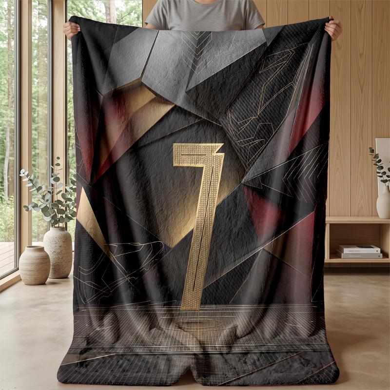 Cristiano Ronaldo Printed Flannel Blanket Skin Friendly Warm Decorative Throw for Indoor Couch Bed Daily Use